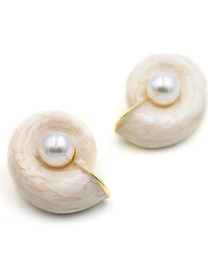 Royaleks Deniz Kabuğu Küpe - Beyaz