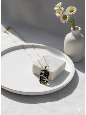 Çelik Takı Moon Tarot Çelik Plaka Kolye