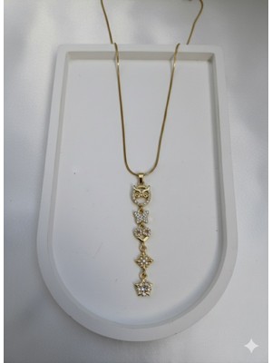 Çelik Takı Zirkon Taşlı Baykuş Yıldız Kelebek Figürlü Y Kolye