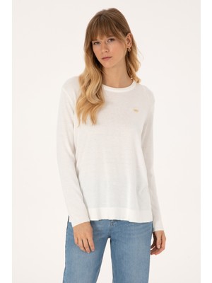 U.S. Polo Assn. Kadın Ekru Bisiklet Yaka Basic Kazak 50315449-VR019