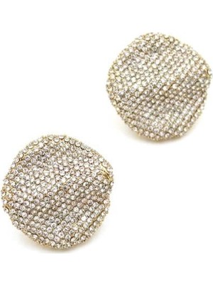 Royaleks Dalgalı Taşlı Küpe - Beyaz