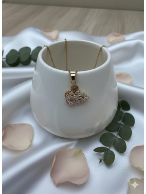 Çelik Takı Zırkon Taşlı Kuğulu Çelık Kolye