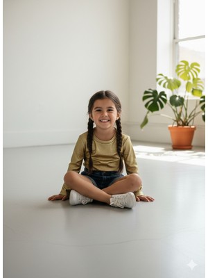 Dudese Kız Çocuk Metalik Altın Rengi Uzun Kollu Bluz