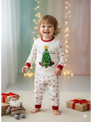Selvira Baskılı Yılbaşı/noel Temalı Çocuk Pijama Takımı - Kışlık Pamuklu Takım
