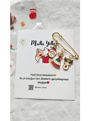 Mith Sb Takı Yılbaşı Temalı Çengel Yaka Iğnesi - Broş