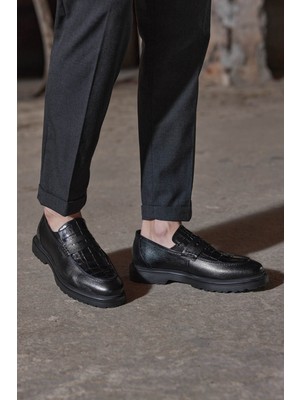Vantaggio Shoes Vantaggio Angelo %100 Hakiki Deri Erkek Klasik Ayakkabı Kısa Tabanlı Şıklık ve Konfor