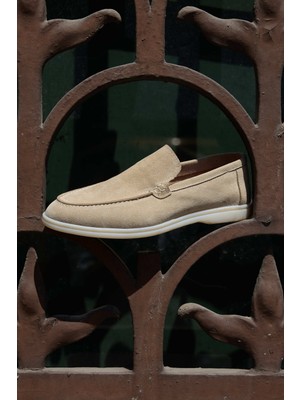 Vantaggio Shoes Erkek Loafer Ayakkabı %100 Hakiki Deri Süet Tabanlı Düz Topuklu