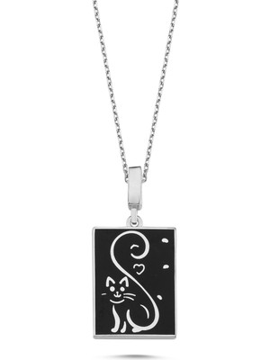 Silverize Mineli Kedicik Gümüş Kolye RZ31