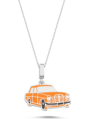 Silverize Turuncu Mercedes Gümüş Kolye RZ87