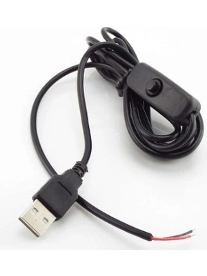 Powerr Led Aydınlatma 2 Amper 100 cm Switch Li Ucu Açık USB Li Siyah Renk Erkek Güç Kablosu