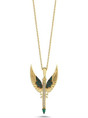 Silverize Kelebek Kılıç Altın Kaplama Kolye KLY48