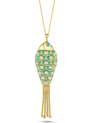 Silverize Pullu Balık Altın Kaplama Kolye KLY17