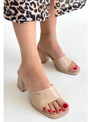 Miyon Bej Rugan Topuklu Terlik