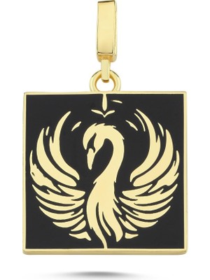 Silverize Mineli Anka Kuşu Altın Kaplama Kolye Ucu Uc2