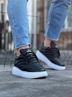 Bilfold Siyah Cilt Erkek Casual Ayakkabı