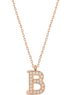 Costurera 925 Ayar Gümüş Rose B Harfi Kadın Gümüş Kolye