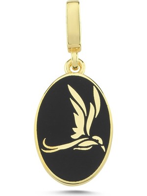 Silverize Mineli Kuş Altın Kaplama Kolye Ucu UC54