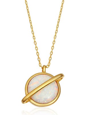 Costurera 925 Ayar Gümüş Opal Taşlı Gezegen Bayan Gümüş Kolye