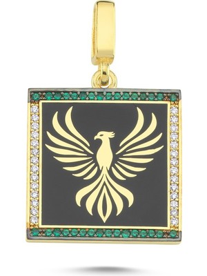 Silverize Mineli Anka Kuşu Altın Kaplama Kolye Ucu UC60