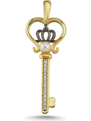 Silverize Kalbin Anahtarı Altın Kaplama Kolye Ucu UC31