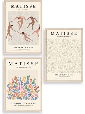 Marsilyan Matisse Üçlü Ahşap Çerçeveli Tablo 40 x 60