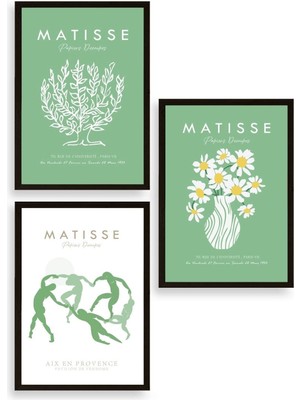 Marsilyan Matisse Üçlü Ahşap Çerçeveli Tablo 30 x 40