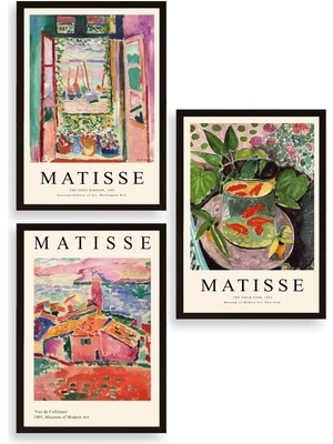 Marsilyan Matisse Üçlü Ahşap Çerçeveli Tablo 40 x 60