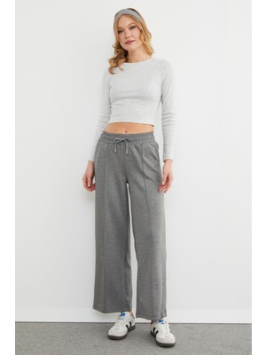 FullaModa Beli Bağlamalı Önü Çimalı Modal Eşofman Altı