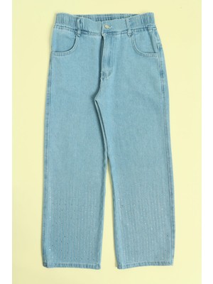 FullaModa Beli Lastikli Taşlı Kız Çocuk Palazzo Pantolon