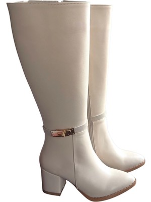 Jeoli Bej Cilt Topuklu Çizme