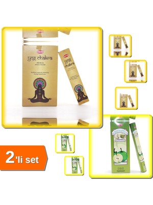Hereveoyuncak Yog Chakra Masala Aromalı Çubuk Tütsü + Green Apple Aromalı Çubuk Tütsü - 2li Set A4M7P3