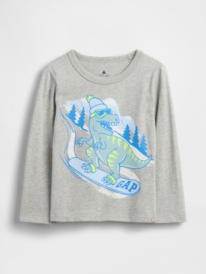 Gap Erkek Bebek Gri Grafik Baskılı T-Shirt