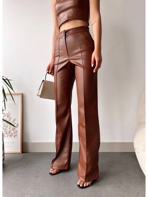 Deri Palazzo Pantolon Kahve Hf