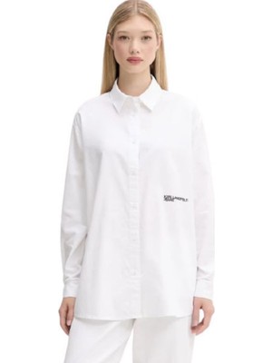 Karl Lagerfeld Jeans Standart Gömlek Yaka Baskılı Beyaz Kadın Gömlek A3W11010