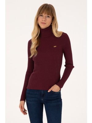 U.S. Polo Assn. Kadın Bordo Boğazlı Kazak 50314756-VR177