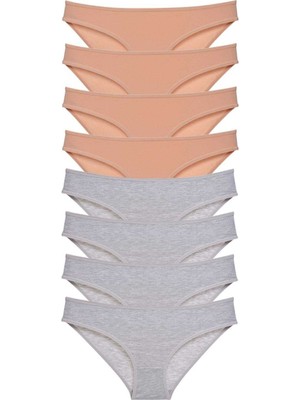 Leopardess 8 adet Süper Eko Set Likralı Kadın Slip Külot Ten Gri