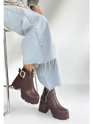 Erbilden Pinma Kahverengi Cilt Topuklu Bot