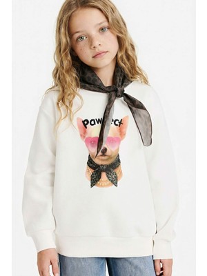 DeFacto Kız Çocuk Overshirt Fit Baskılı İçi Yumuşak Tüylü Sweatshirt G6416A825WN