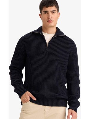 DeFacto Standart Fit Yarım Fermuarlı Triko Kazak G6478AX25WN