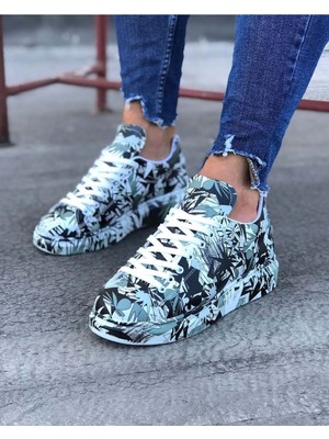 Elma Shop Siyah Beyaz Boyalı Erkek Casual Ayakkabı