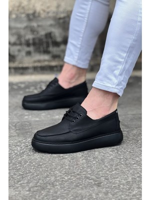 Elma Shop Kömür Cilt Ortopedik Taban Erkek Casual Ayakkabı