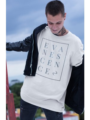 Fuddy Moda Unisex Evanescence Yazılı Tişört, Oversize Rock Müzik Temalı Bisiklet Yaka T-Shirt