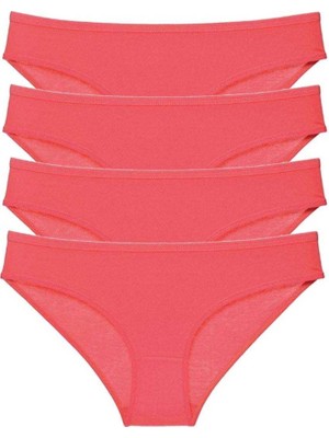 Leopardess 4 adet Süper Eko Set Likralı Kadın Slip Külot Kırmızı