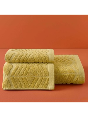 Taç Boutique Taç Butik Brüj Pamuk Yüz Havlusu Hardal 50x85