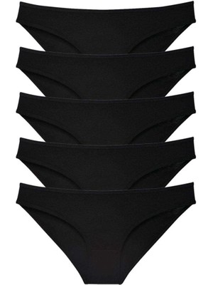 Leopardess 5 adet Süper Eko Set Likralı Kadın Slip Külot Siyah