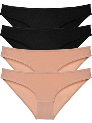 Leopardess 4 adet Süper Eko Set Likralı Kadın Slip Külot Siyah Ten