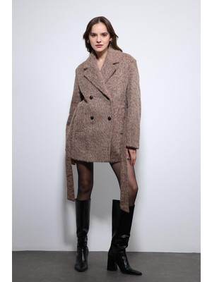 Antioch Kahve Kısa Suni Kürklü Kaban