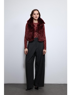 Antioch Bordo Peluş Görünümlü Yelek