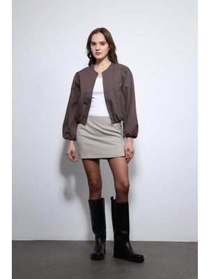 Antioch Acı Kahve Crop Kadın Bomber Mont