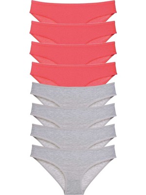 Leopardess 8 adet Süper Eko Set Likralı Kadın Slip Külot Fuşya Gri